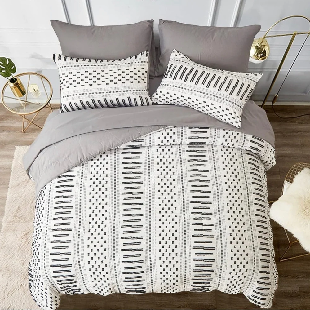 Boho Duvet Set King 3 Piece Black & White Duvet, 2 Pillowcases 104''x90'' - Picture 3 of 5